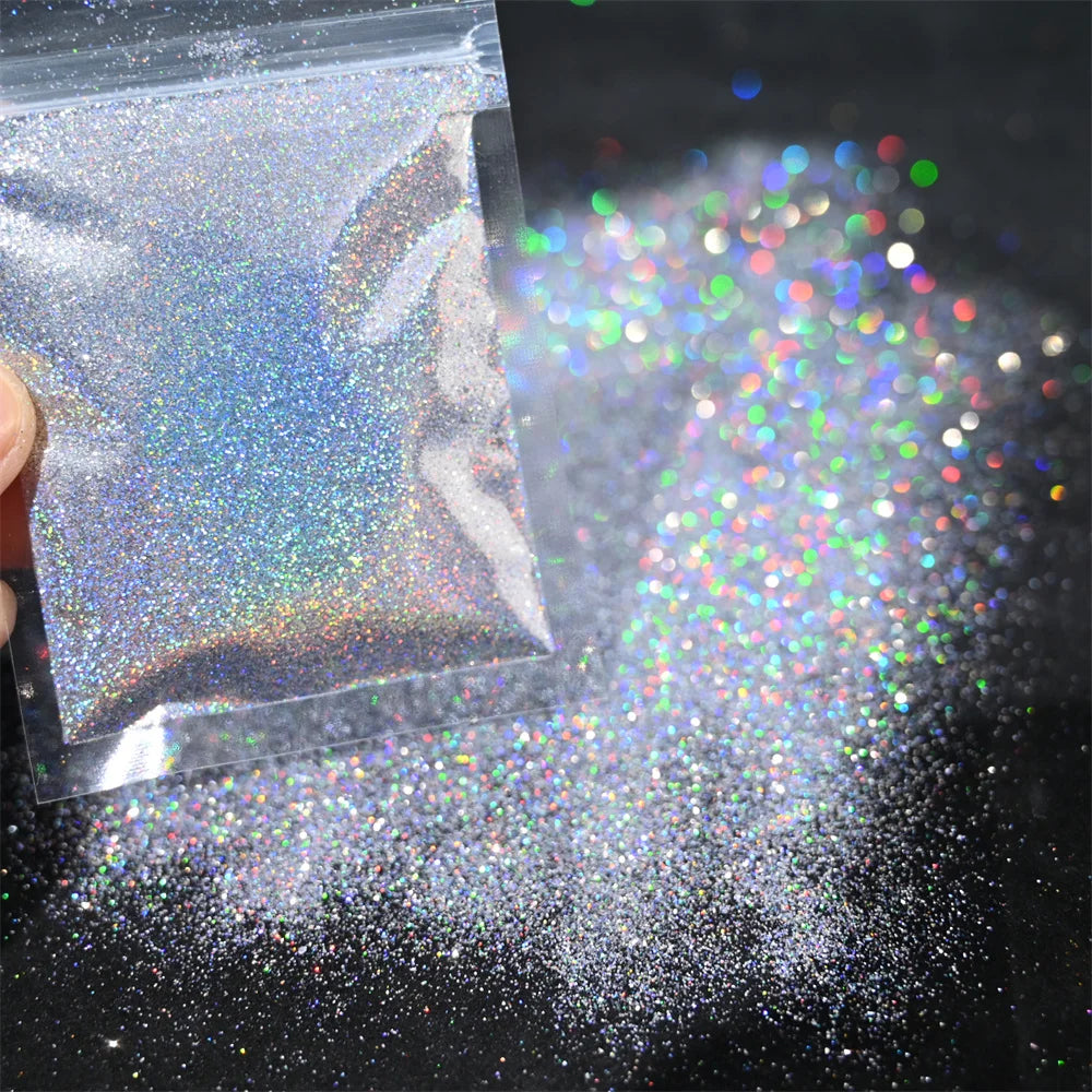5g Laser Holographic Bulk Glitter Nail Shining Sparkly Pigment Loose Fine Glitter Reflective Gel Polish Accessories Nail Powder