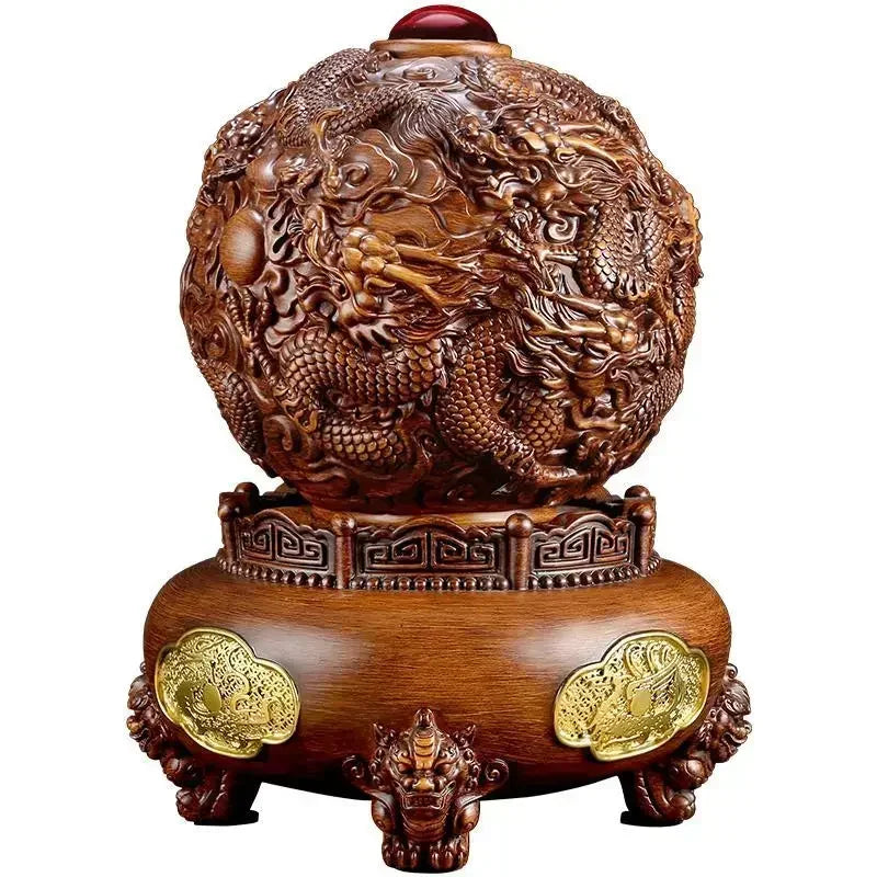 Feng Shui Attract Wealth Dragon Nine Turns Qiankun Tripod Ornaments Home Living Room Store Opening Decor