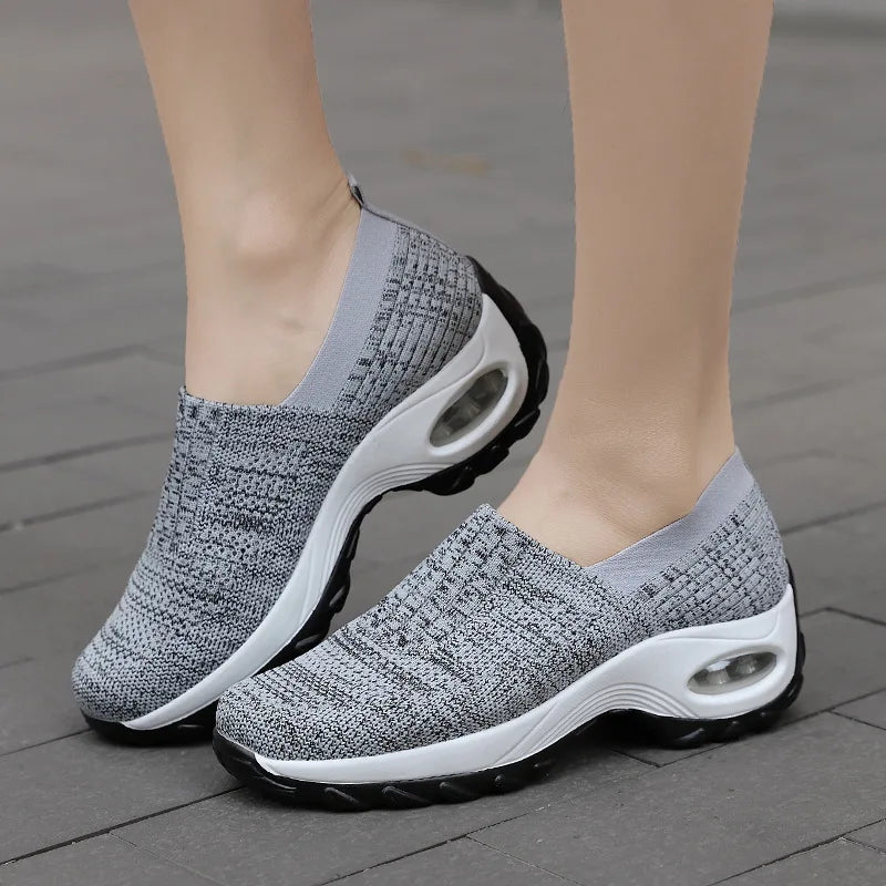 Breathable Mesh Slip-On Sports Shoes Comfortable Thick Bottom