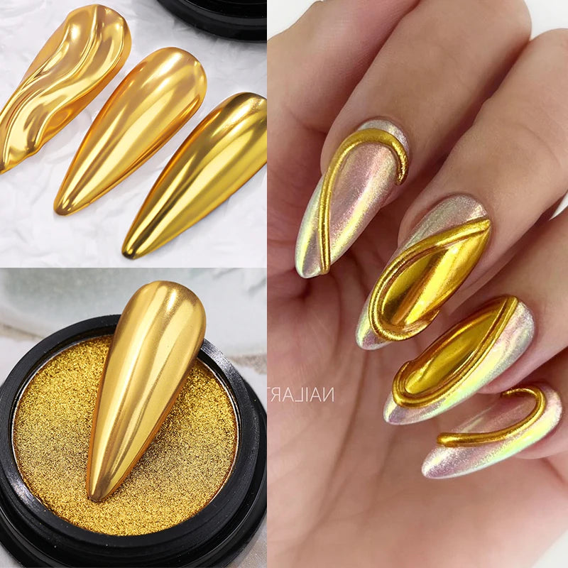 1Box Moonlight Nail Powder Silver Fine Glitter Metallic Effect Pigment UV Gel Polish Dust Aurora Nail Decorations