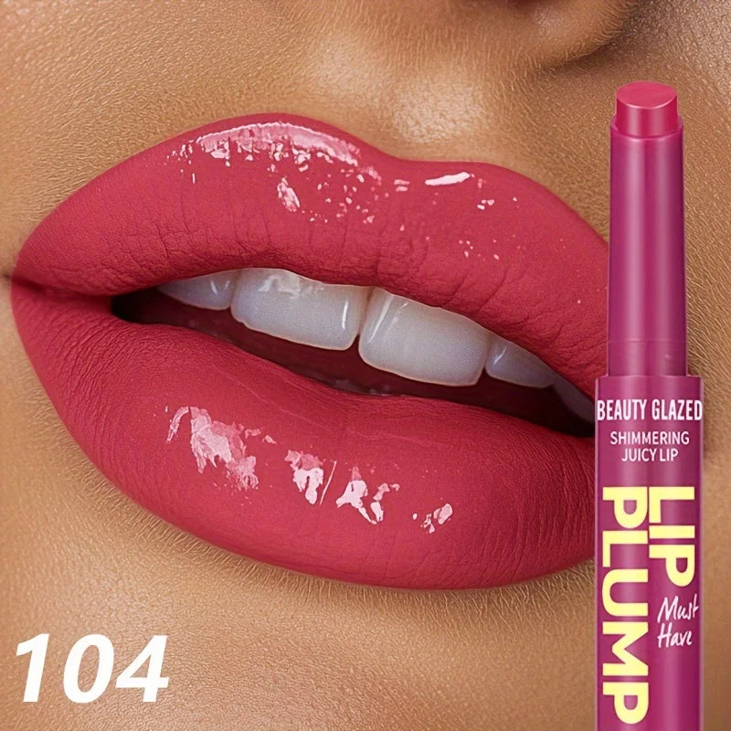 Shimmer Moisturizing Gloss Lipstick Pen Press-On Style Glossy Lip Care Cosmetics Dewy Lipstick 2in 1 Nourishing And Long Lasting