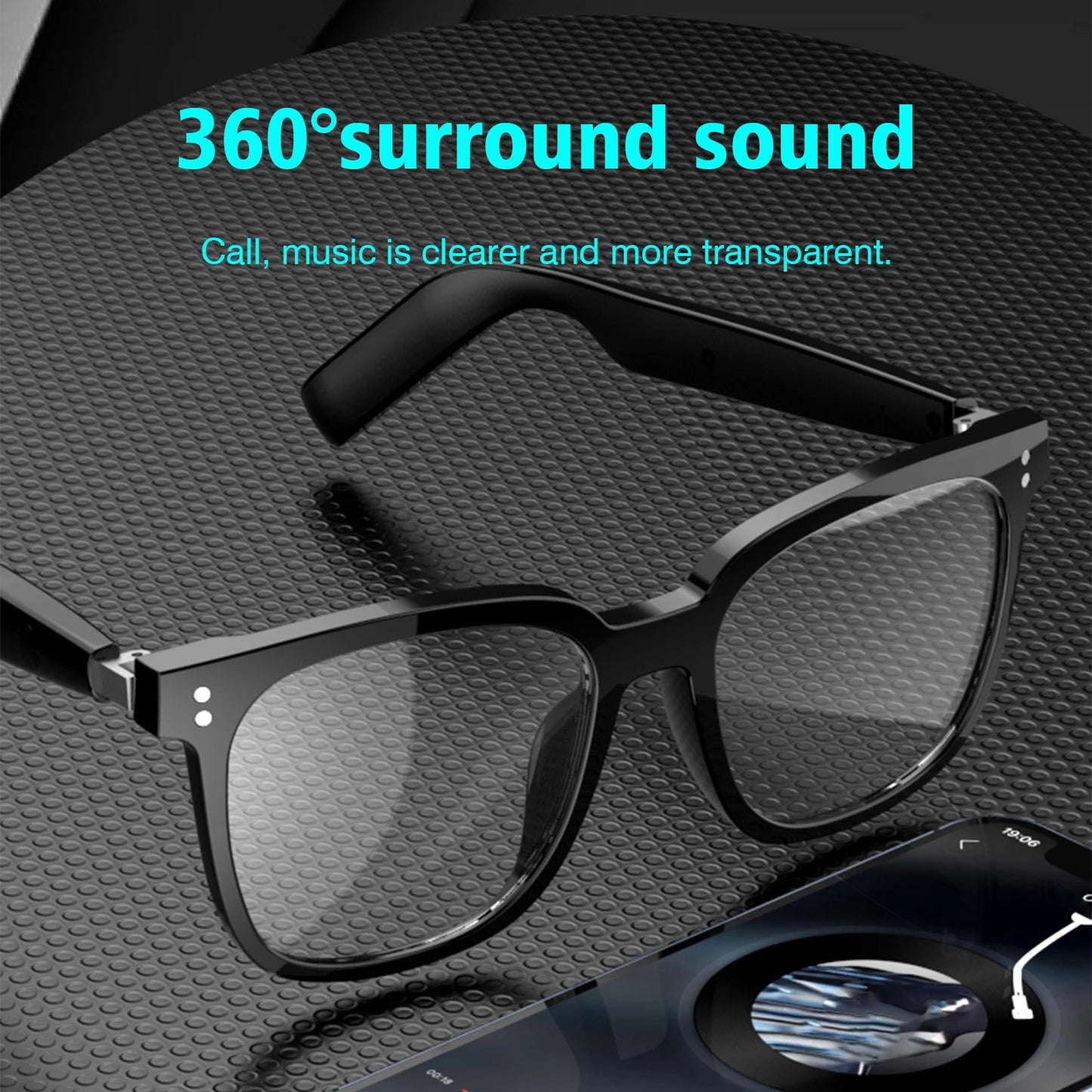 2025 wireless smart glasses with blue light blocking lenses, can answer/make calls, touch voice assistant, music playback, unise