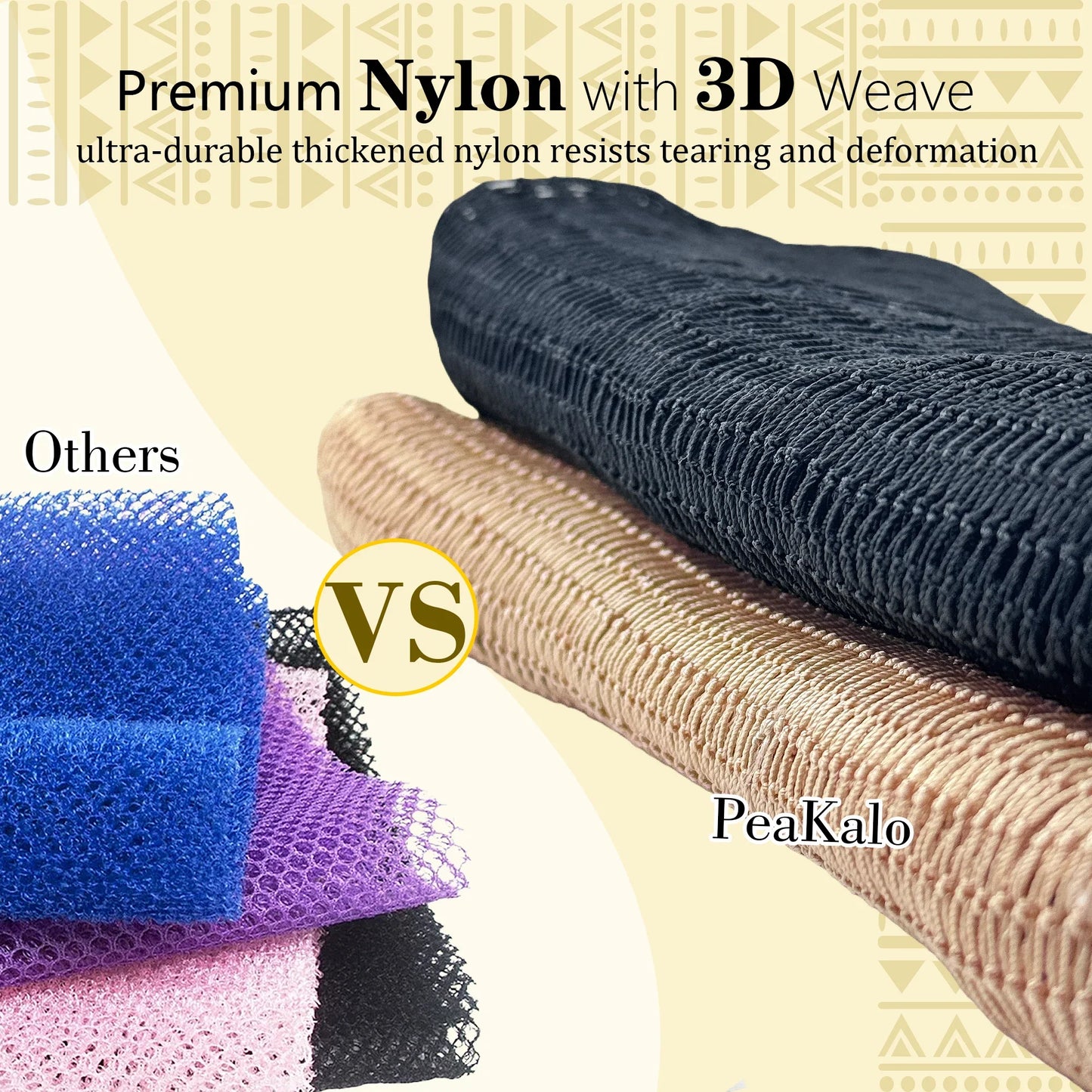 PeaKalo Authentic African Net Sponge-2Pcs Exfoliating Bath Shower Loofah Sponge, Gentle Back Scrubber for All Skin Types,Durable