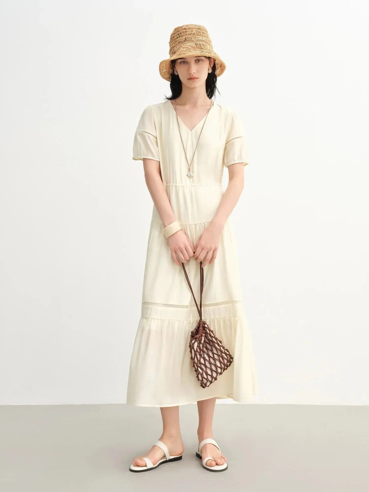 Breathable Linen Tiered Dress for a Flattering Curve