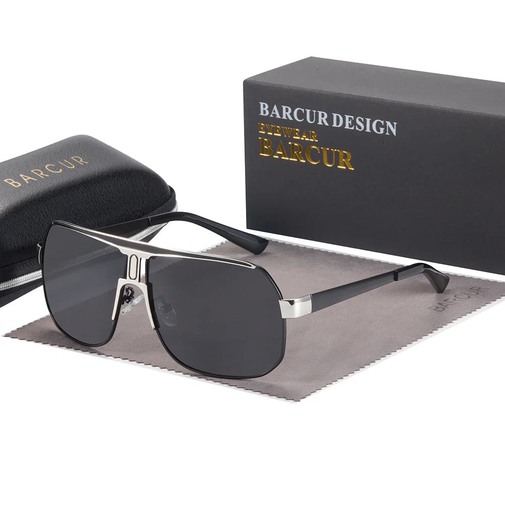 BARCUR Polarized Sunglasses for Men – Trendy UV400 Gradient Lens Oval Comfortable Frame Sports Driving Hiking Fishing Outdoor Fashion Eyewear with Durable Stainless Steel Frame – Casual Apparel Accessory Gift for Him