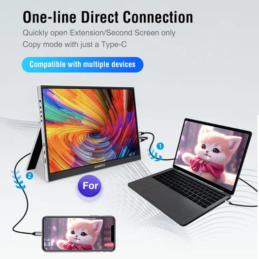 11.6/14/16/18.5 Inch Wireless Projection Monitor Automatic rotation Portable Display for Laptop, Mac and Phone WiFi Projection