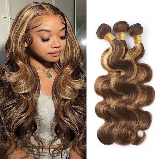 P4/27 Extension Brazilian Hair Weave Bundles 16-30 Inch Body Wave Bundles 100% Brazilian Human Hair Wig 180 Density For Women