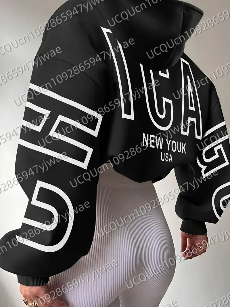 Autumn and Winter Women's Sweatshirt Men's NYC New York USA Graphic Hooded Hoodies Unisex Pullovers Hip Hop Men Hoodie Tops