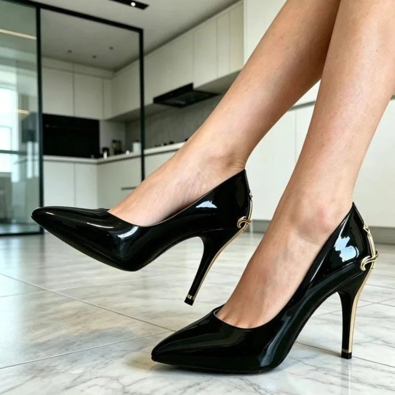 New Red Sole High Heels Women's Thin Heel Pointed Toe Metal Sword Sexy