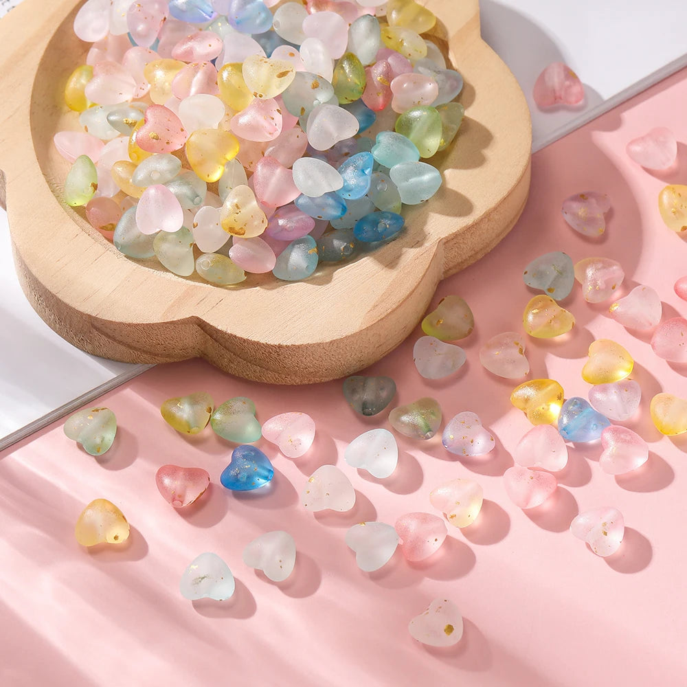 50pcs/lot Acrylic Heart Beads Gradient AB Color Large Crystal Loose Spacer Beads for Necklace Bracelet Pendant Jewelry Making
