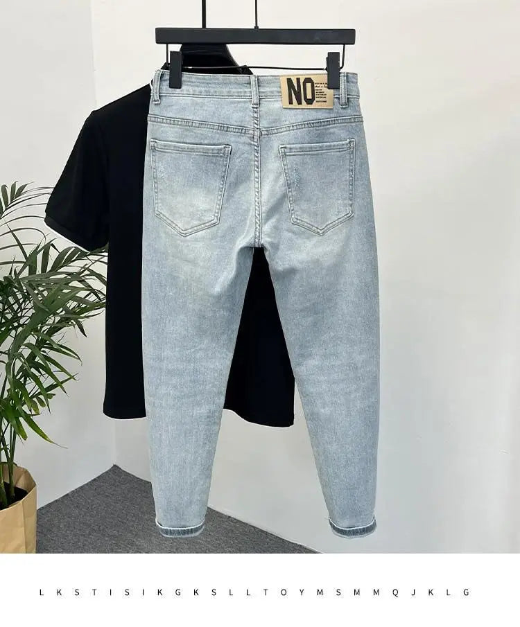 Men Skinny Jeans – Light Color Slim Fit Casual Fashion Denim