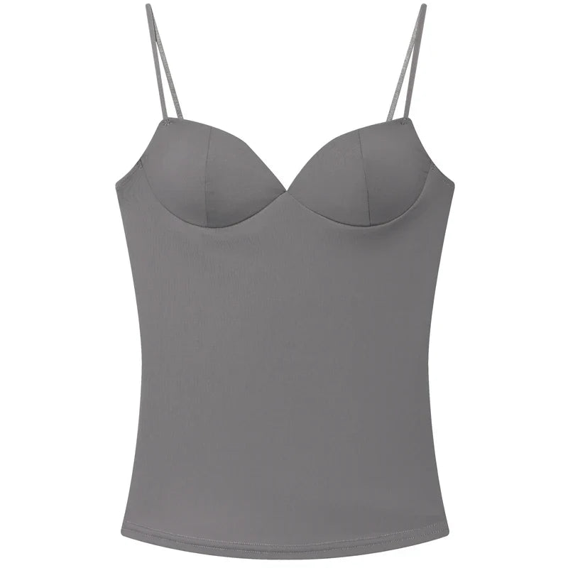HXAO Burgundy Slip Top Women Summer Sexy Corset Tanks & Camis Fashion Sleeveless Backless Bra Top Chic Elegant Bustier Camisole