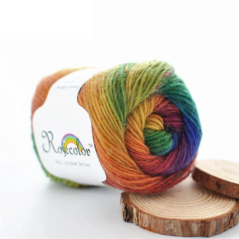 50g/Ball Multicolor Self-Striping 100% Wool Yarn Chunky Knitting for Women Scarves Cape Making Gift Idea Handmade Craft Supplies