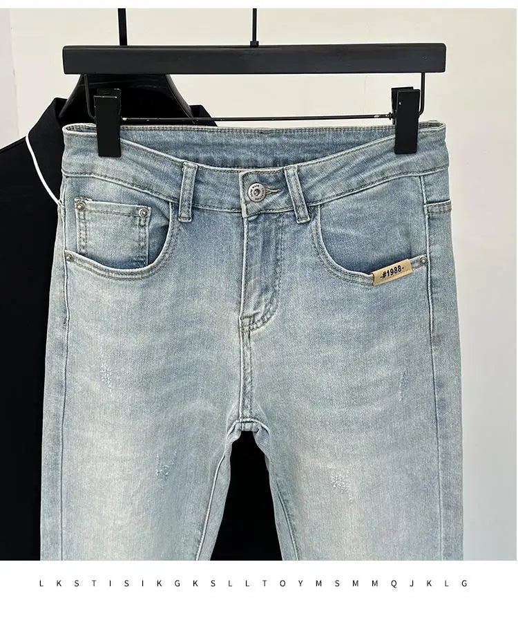 Men Skinny Jeans – Light Color Slim Fit Casual Fashion Denim