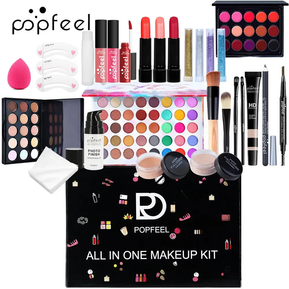 Limited-edition Popfeel Makeup Kit Full Set All in One Eyeshadow Eyeliner Powder Concealer Luxe Sets Gifts for Women Cosmetics