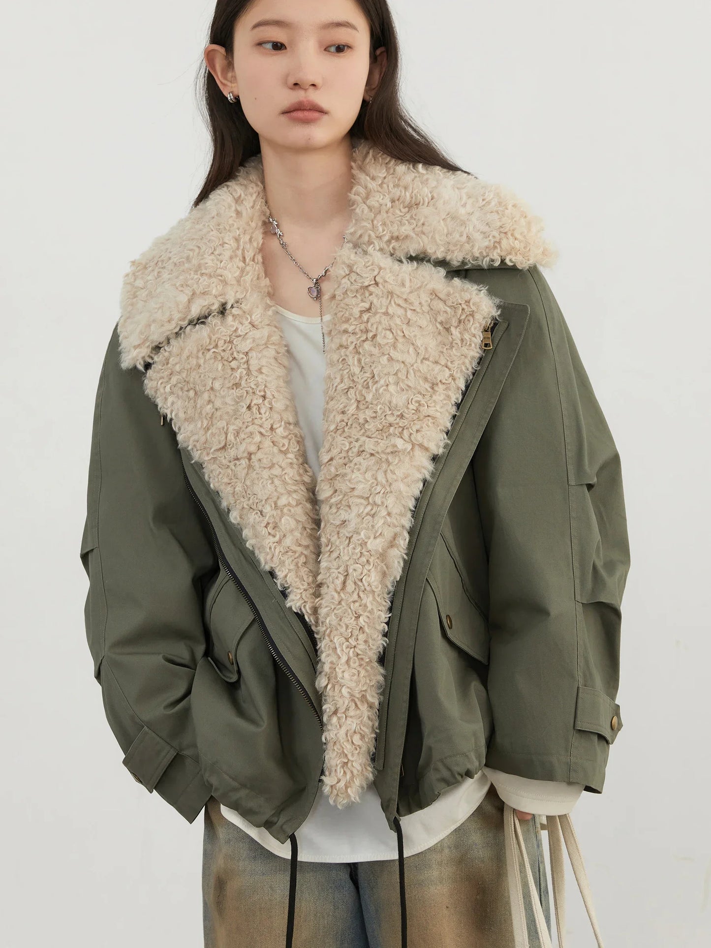 New Retro Streetwear Loose Casual Motorcycle Cotton Jacket Thick Warm Female Overcoat