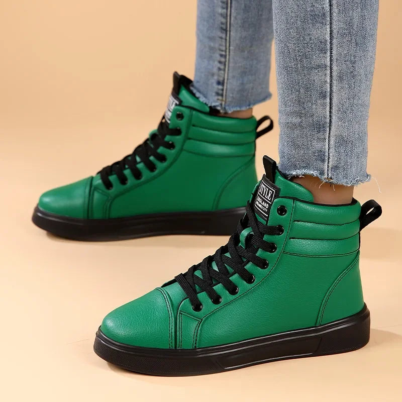 Spring Fashion Red Men's Sneakers High Top Skateboarding Shoes for