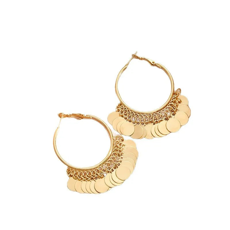 Geometric Disc Charm Earrings | Fashion Hoop Earrings for Women