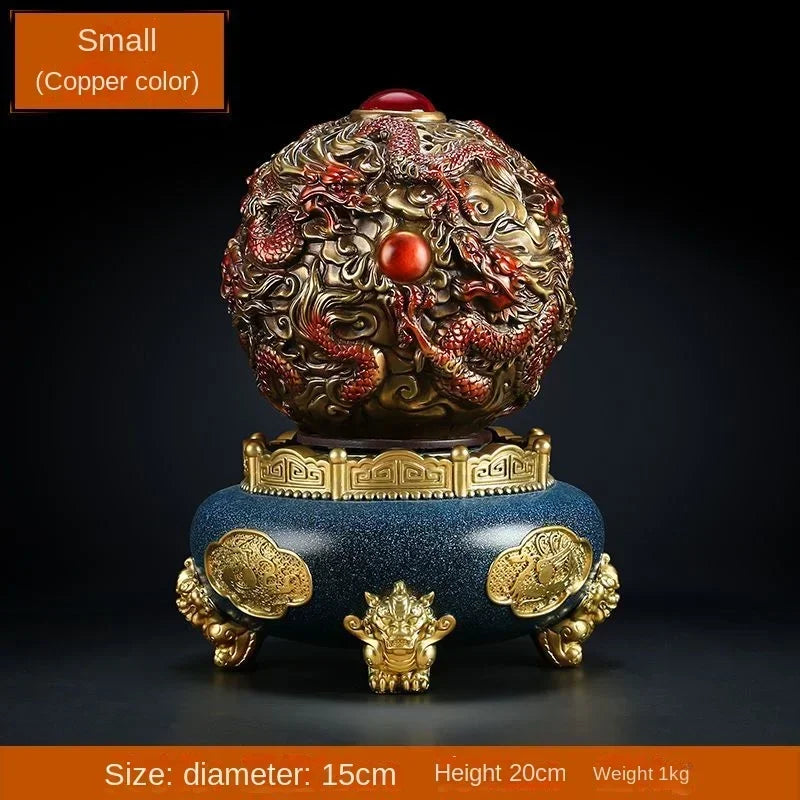 Feng Shui Attract Wealth Dragon Nine Turns Qiankun Tripod Ornaments Home Living Room Store Opening Decor