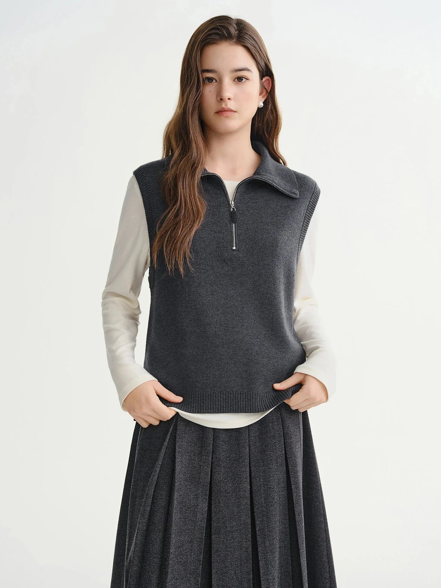Lapel Knit Vest Chic Button-Up Spring Waistcoat