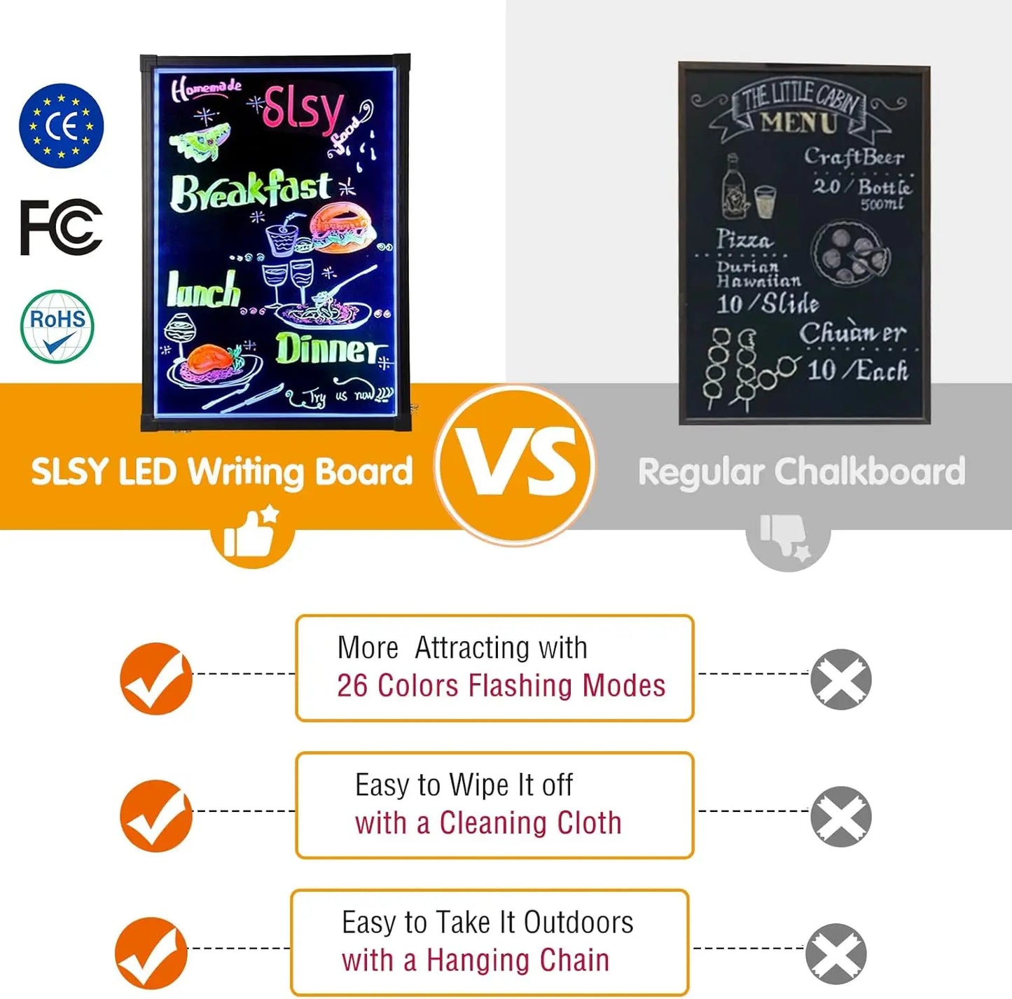 28x20 Inch LED Neon Message Board with Remote, 12 Colors & Flashing Modes, Erasable Menu Sign for Restaurants and Parties