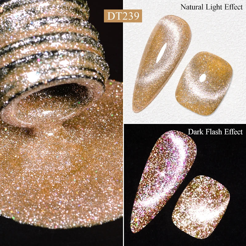 MEET ACROSS 7ml Reflective Glitter Gel Nail Polish Glitter Reflective Effect Semi Permanent UV LED Nail Art Gel Varnish Manicure