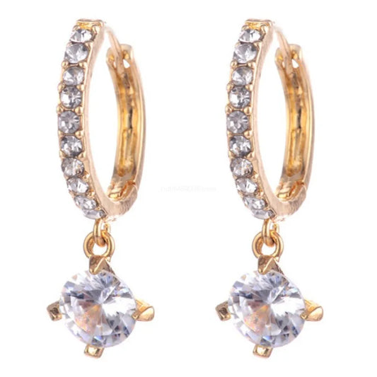 Zircon Polygon Earrings for Women Gold Plated Stainless Steel Hoop Earrings New Design Luxury Wedding 2024 Trending Jewelry Gift
