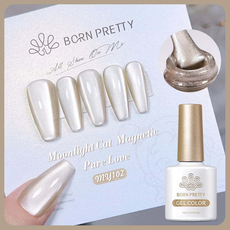 BORN PRETTY 10ml Rainbow Auroras Cat Magnetic Gel Nail Polish Holographics Nail Gel for Manicure Design Varnis Semi Permanent