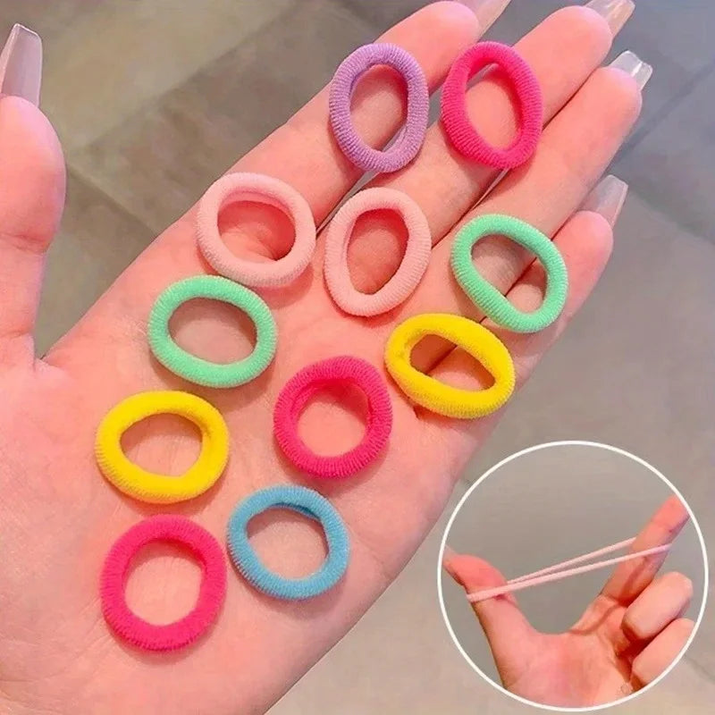 200pcs Vibrant Colorful Elastic Hair Bands for Girls & Women - Small Rubber Ponytail Holders for Stylish Hairstyles & Everyday