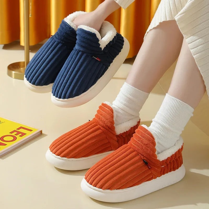 2025  New Soft Sole Slippers For Women Winter Fashion Women Fur Slippers Fuzzy Plush Men Slippers Warm Furry Women Cotton Shoes