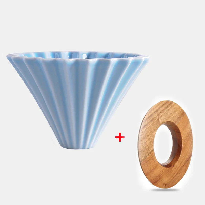 StepUp Coffee Origami Ceramic Pour Over Dripper, Handmade Cone Brewer-5