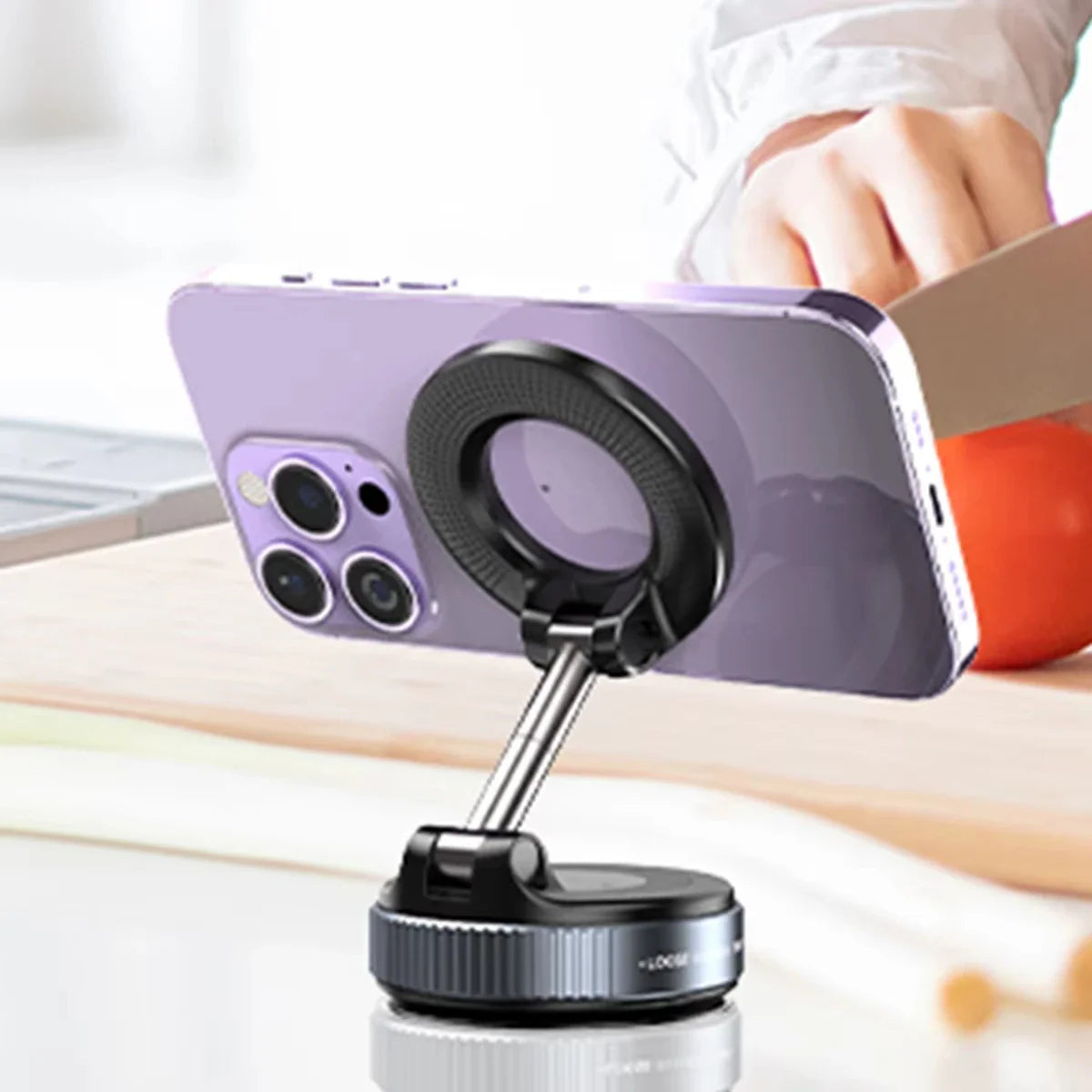 Car Phone Magnetic Stand Mechanical Vacuum Suction Cup Rotate 360° Magnetic Adsorption Bracket Navigation Universal Holder