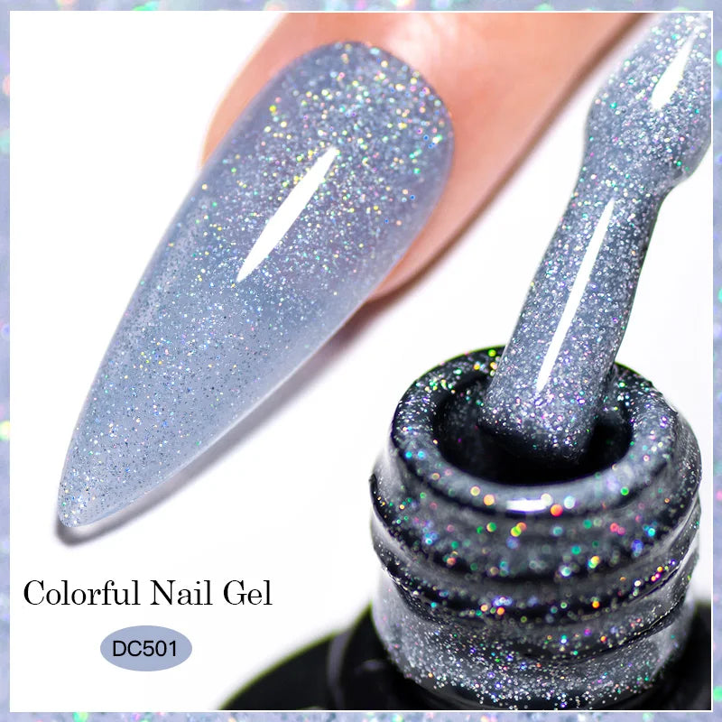7ml Champagne Gold Sliver Reflective Nail Gel Polish Sparkling Shining Glitter Pink Red Nail Supplies Semi Permanent Gel Varnish