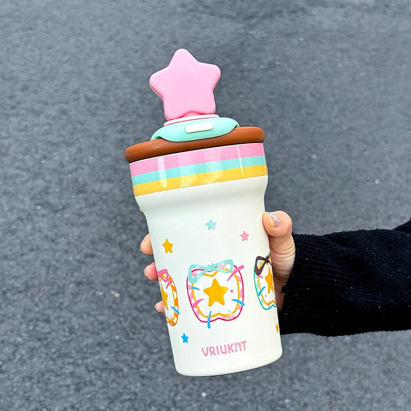 1 piece 760ML Office Star Desktop Portable Cup, High Appearance Level Cute Star Insulated Cup, Home and Outdoor Ice King Cup