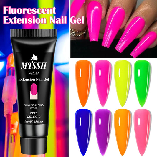 Mtssii 20ml Fluorescent Nail Extension Gel Nail Building Acrylic Nail Gel UV LED Soak Off UV Extend Gel For Nail Extensions