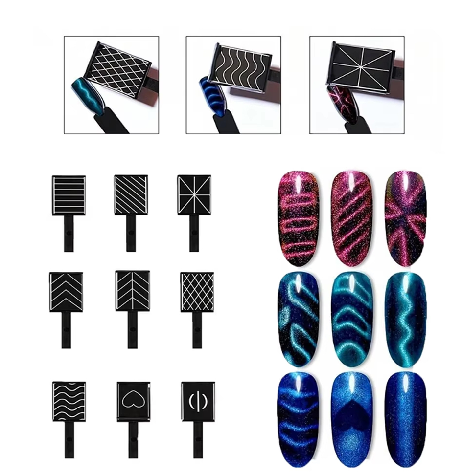 9PCS NAIL ART CAT EYE DESING MAGNET SET #03-0