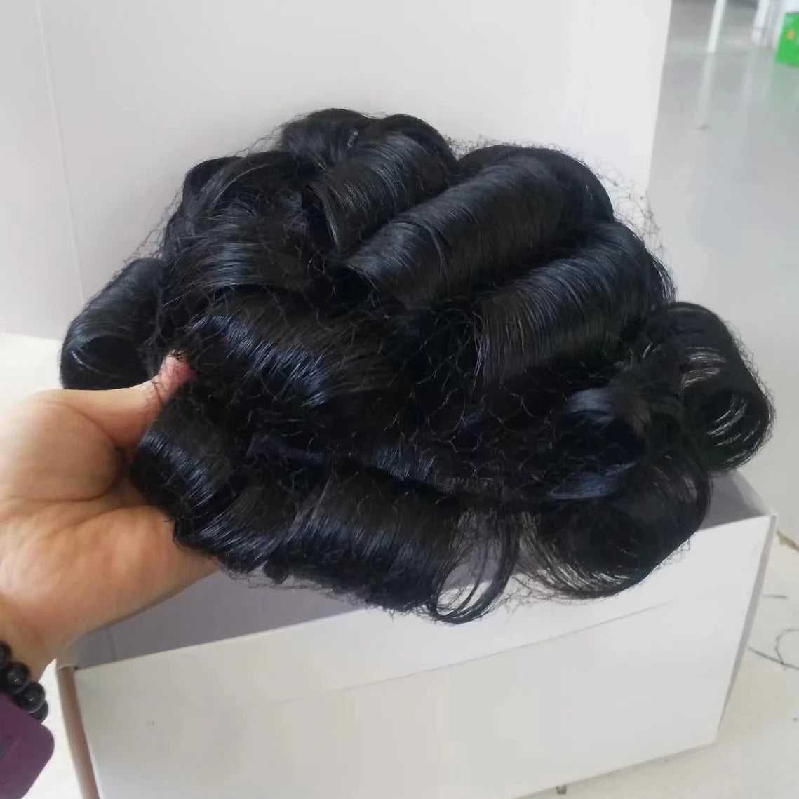 Swiss Lace Men's Wig Men Human Hair Toupee Durable Male Capillary Prosthesis Handmade Indian Human Hair Clips Replacement System