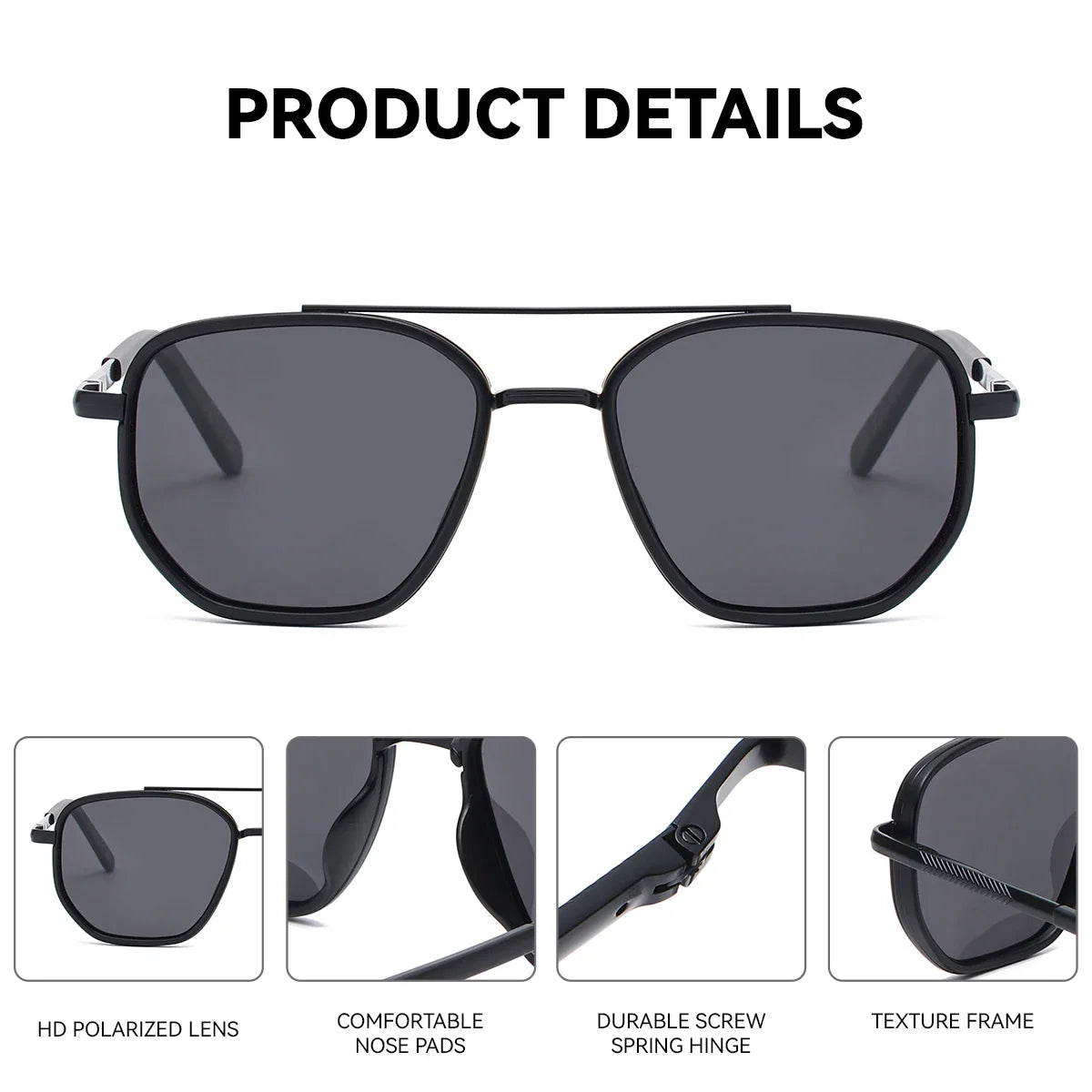 BARCUR Fashionable Trendy Polarized Sunglasses Polygon Frame with Delicate Thickened Striped Design – TAC Lens UV400 Protection for Driving and Outdoor Activities Women’s Fashion Sunglasses for Summer
