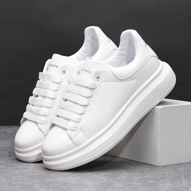 Brand Men's Shoes Black Glossy Casual Men Shoes White Fashion Couple