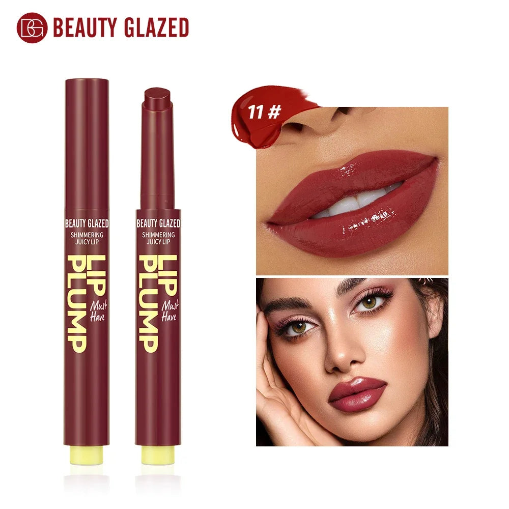 12 Color Beauty Glazed Shimmering Juicy Lipstick Set Moisturizing Nourishing Lip Plump for Women Girl's Gift Juicy Lip Makeup