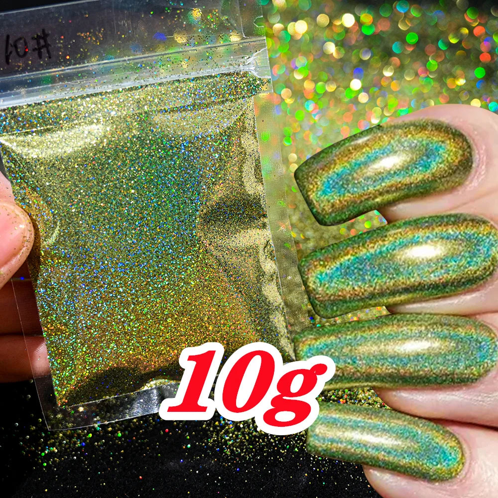 10g Holographic Laser Christmas Red Glitter Powder 0.2mm Rainbow Sparkly Red HOLO Powder 3D Dazzling Glitter Manicure Powder