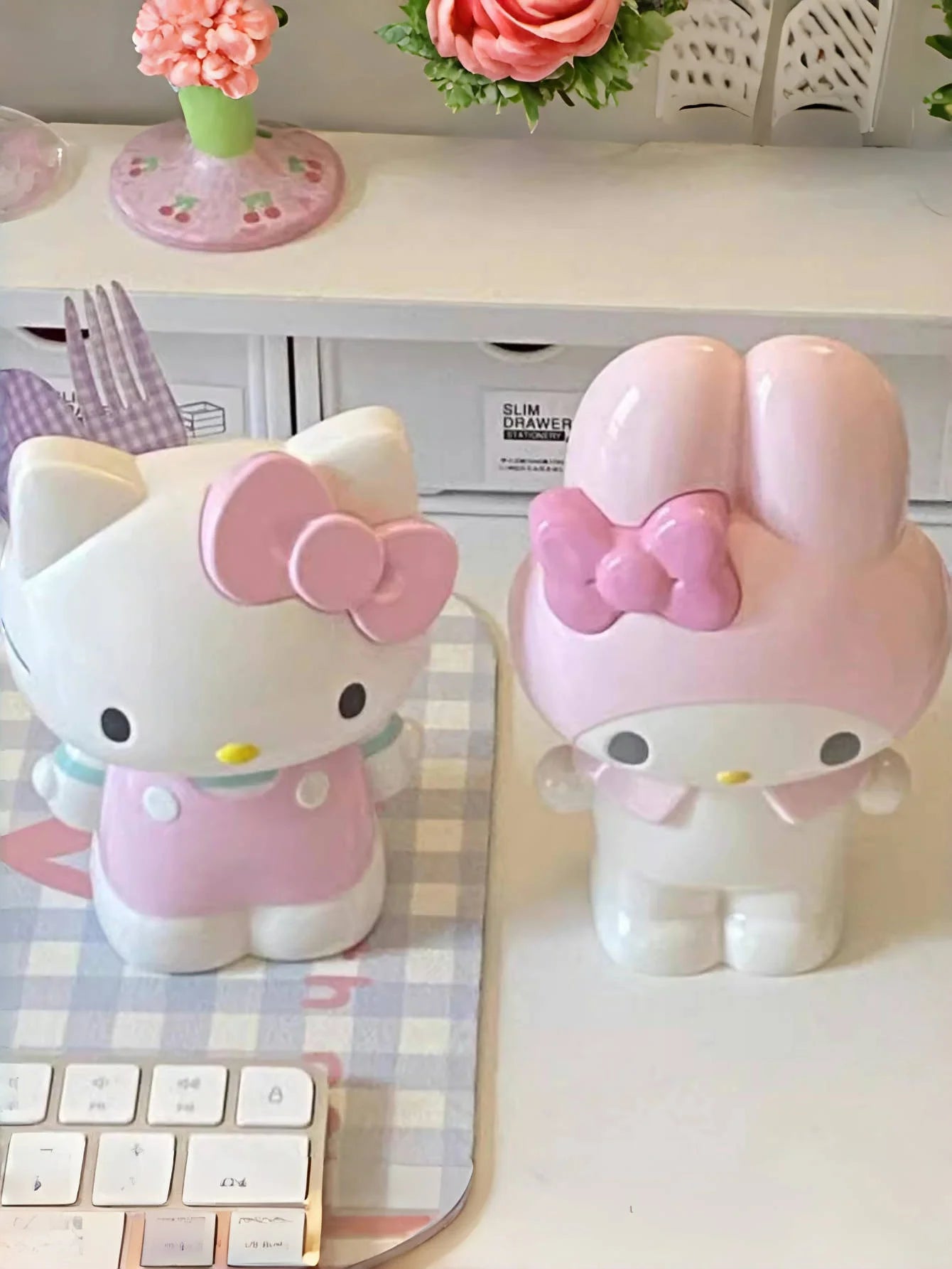 1/pcs Sanrio for hello cute kitty & for My Melody Multifunctional Storage Case - Lightweight PVC, Cartoon Desktop Organizer
