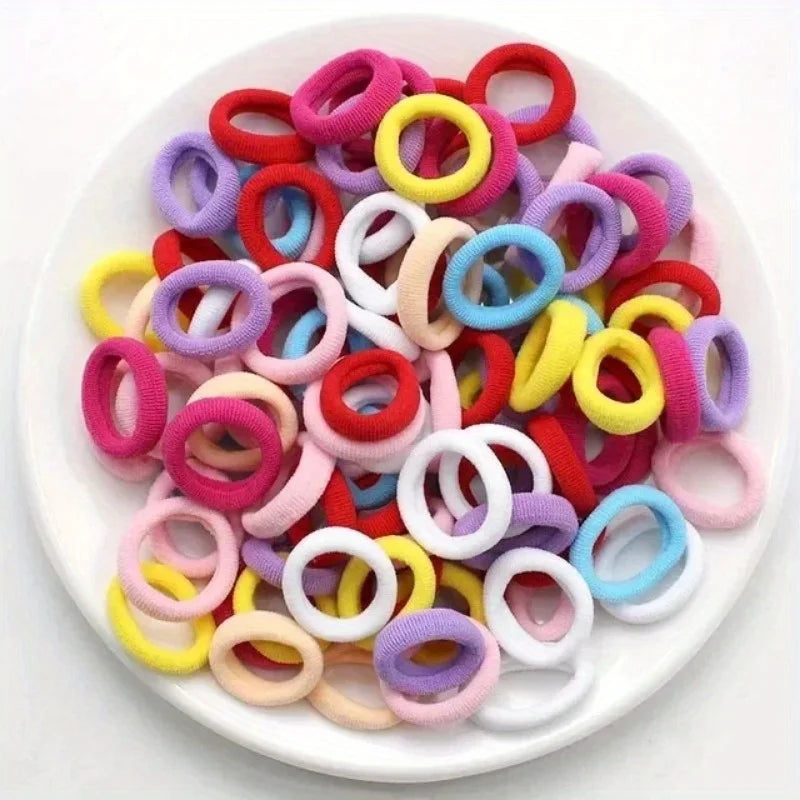 200pcs Vibrant Colorful Elastic Hair Bands for Girls & Women - Small Rubber Ponytail Holders for Stylish Hairstyles & Everyday