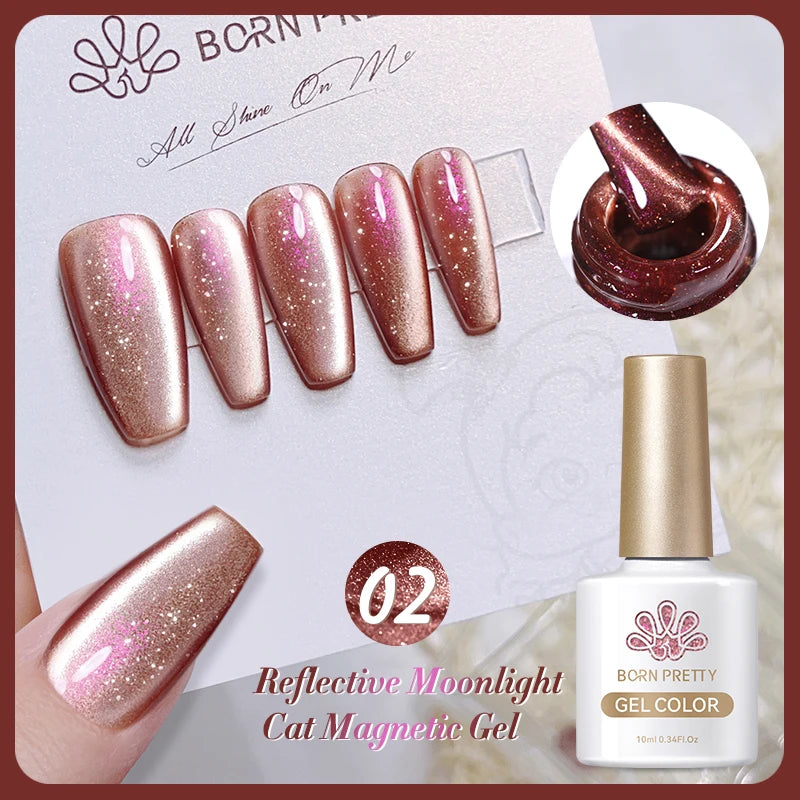 BORN PRETTY 10ml Rainbow Auroras Cat Magnetic Gel Nail Polish Holographics Nail Gel for Manicure Design Varnis Semi Permanent