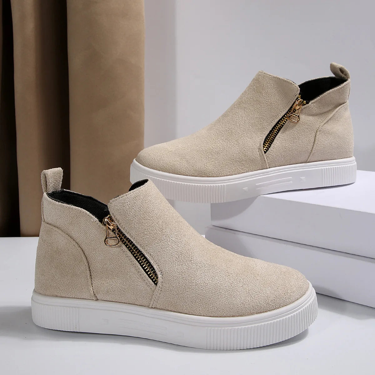 Large Size Women High Help Shoes 2025 Autumn Winter New Comfortable Fashion Non Slip Flats Outdoor Height Increase Casual Shoes