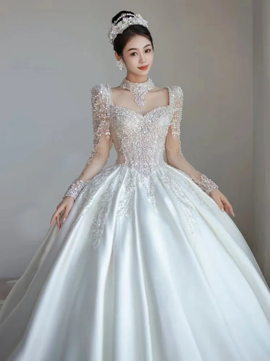 Luxurious French Satin Wedding Dress EDW105