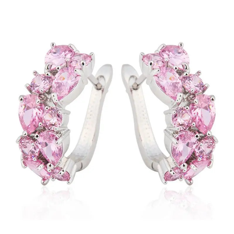 Pink Classic Stud Water Drop Earrings