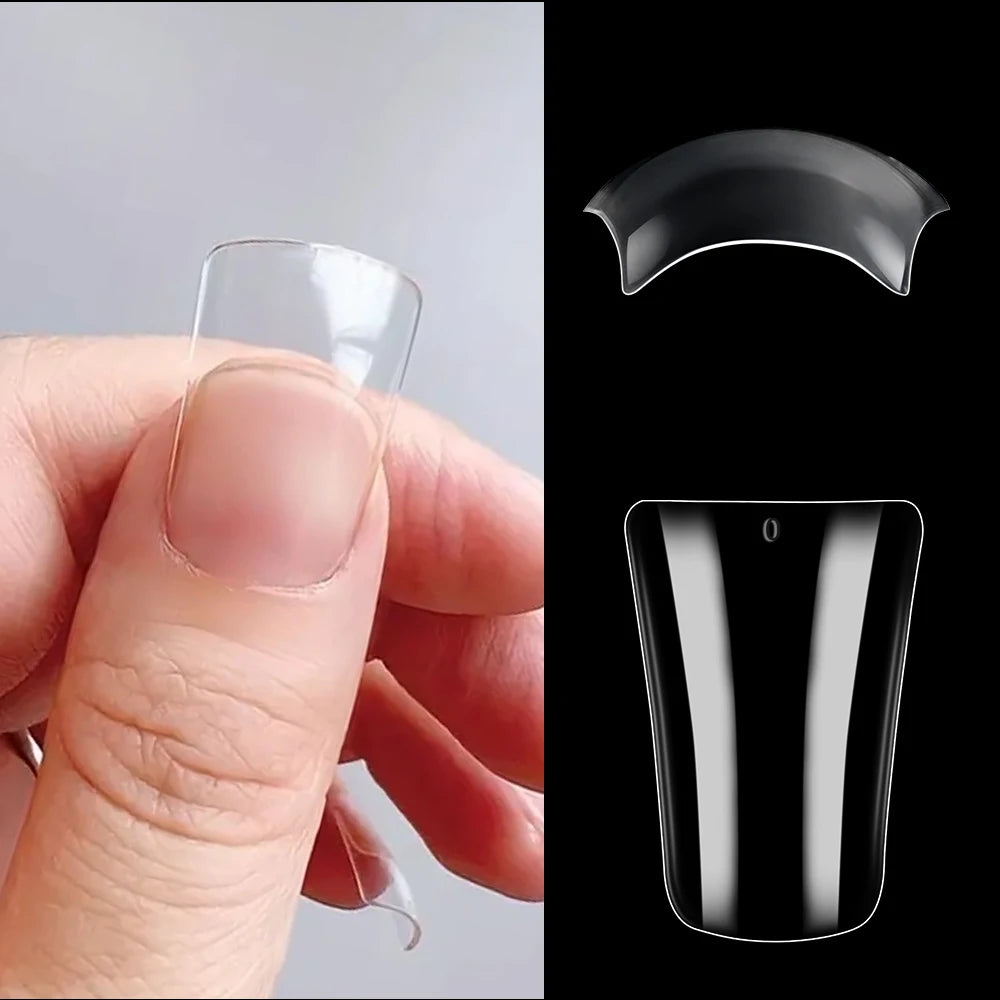 120Pcs Clear Duckbill Fake Nail Tips Full Cover False Fingertips 12Sizes Press On Nails Extension forManicure Salon Supplies Y2K