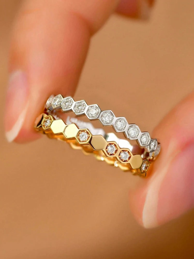 925 Sterling Silver Vintage Geometric Shape Zircon Rings For Women Gift Match Daily Party High Quality Fine Jewelry Accessories