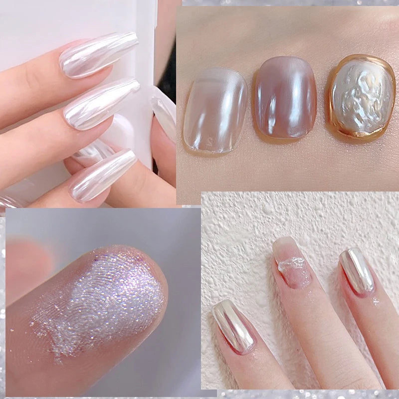 1Box Moonlight Nail Powder Silver Fine Glitter Metallic Effect Pigment UV Gel Polish Dust Aurora Nail Decorations